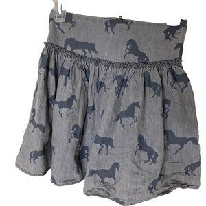 Stella McCartney Kids Horse Print Skirt Size 10 Years Gray Lightweight Cotton
